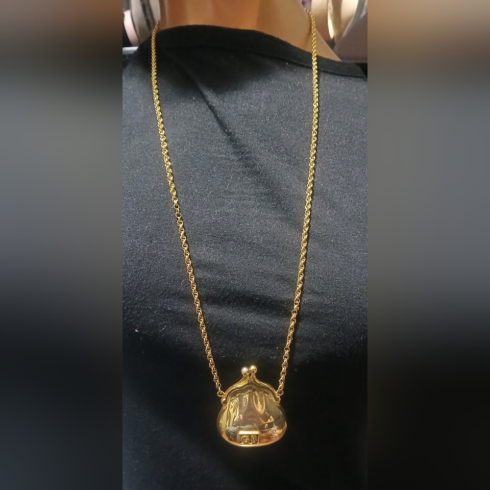 Vtg GB Collection Bag Pendant Necklace